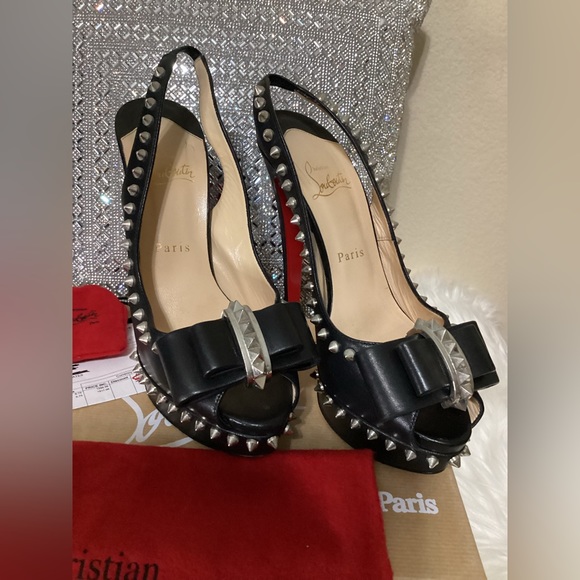 Authentic Christian Louboutin black heels size 38 1/5 - Picture 1 of 13